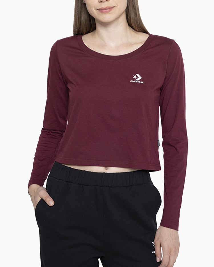 POLO MUJER MANGA LARGA BASIC GUINDA - 1