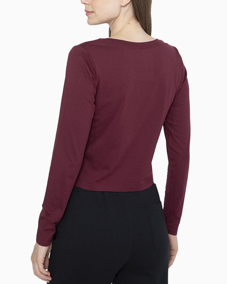 POLO MUJER MANGA LARGA BASIC GUINDA - 2