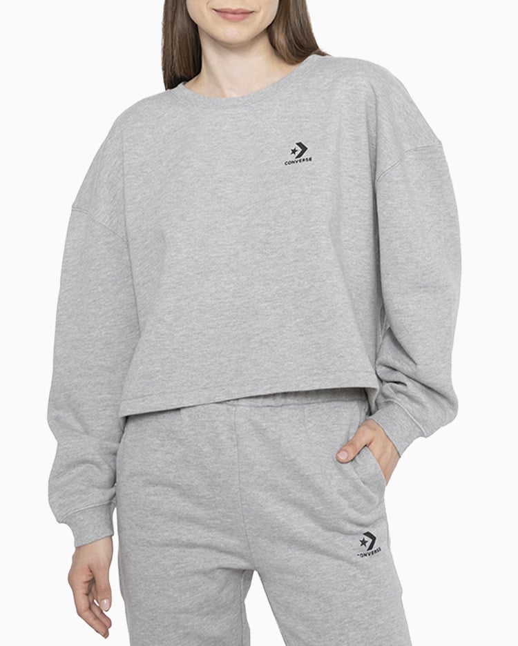 POLERA MUJER BASIC CREW GRIS - 1