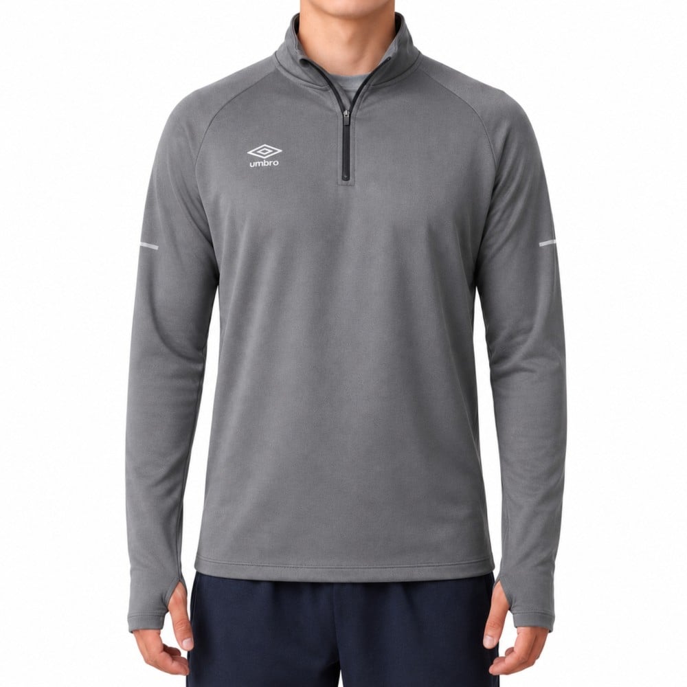 POLERA HOMBRE TRAINING HALF ZIP TOP GRIS - 1