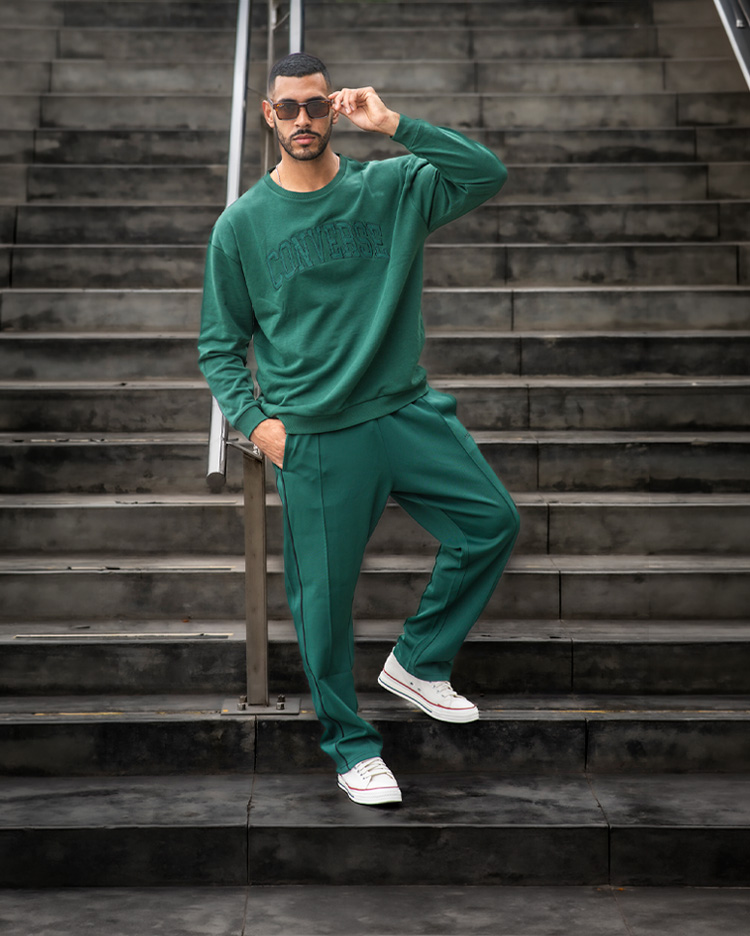 POLERA HOMBRE CREW CONVERSE RETRO VERDE - 1
