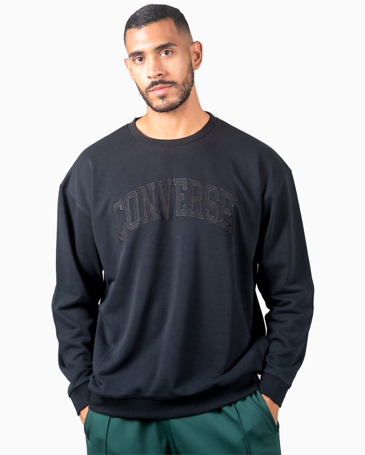 POLERA HOMBRE CREW CONVERSE RETRO NEGRO - 1