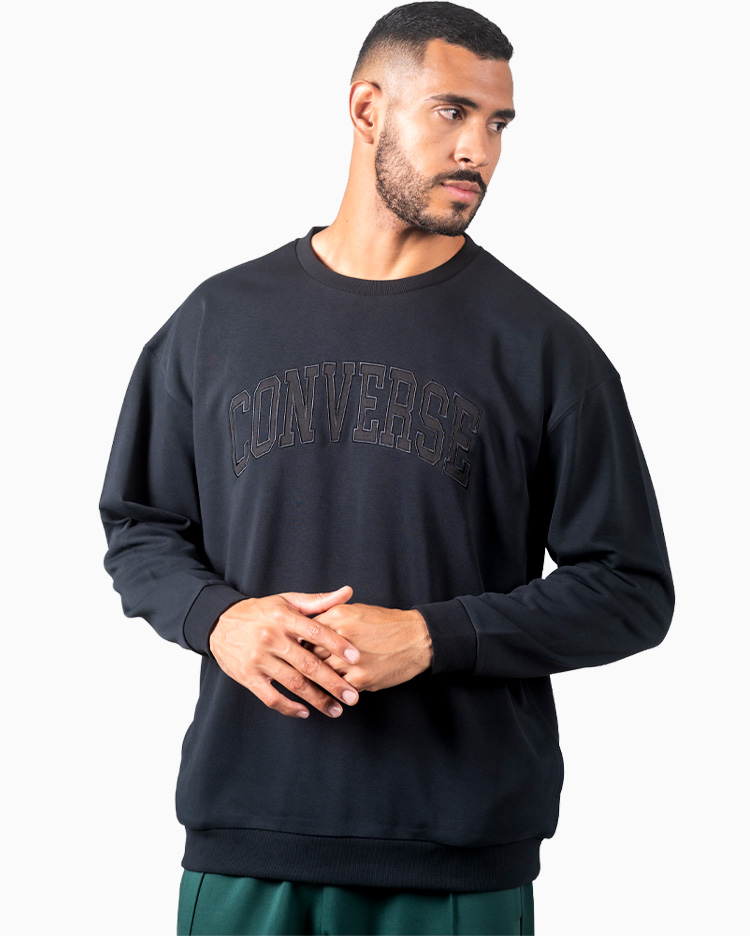 POLERA HOMBRE CREW CONVERSE RETRO NEGRO - 2