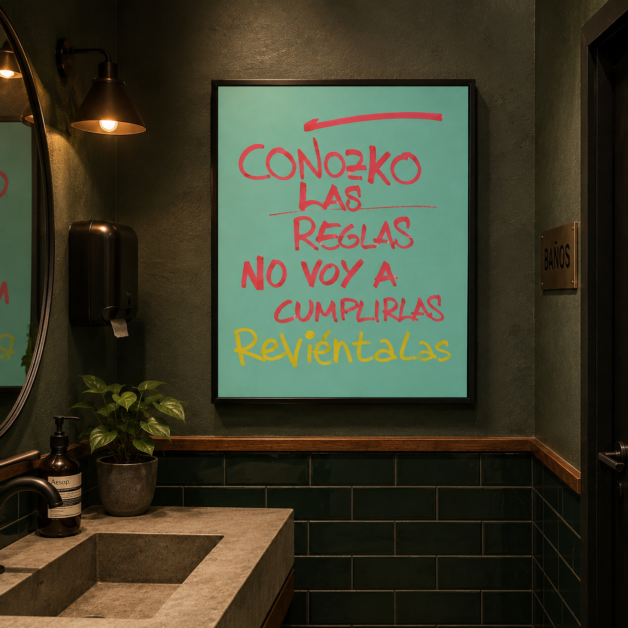 CUADRO CONOZCO LAS REGLAS Y NO VOY CUMPLIRLAS 70X55 CM - 1