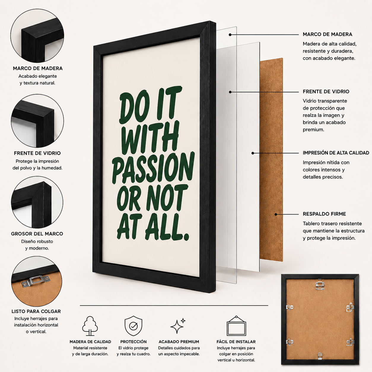 CUADRO DO IT WITH PASSION OR NOT AT ALL 70X60 CM - 3