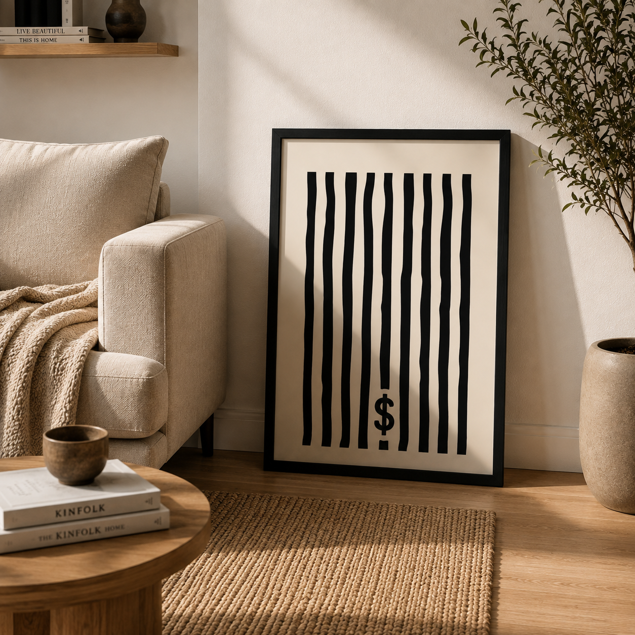 CUADRO MONEY LINES 70X70 CM - 1