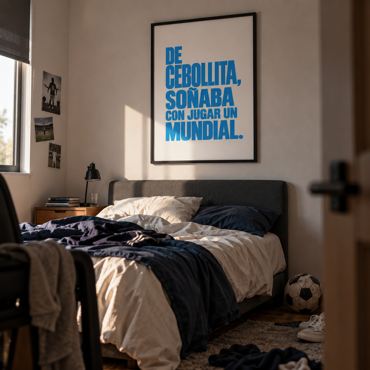 CUADRO DE CEBOLLITA SOÑABA CON JUGAR UN MUNDIAL 70X70 CM - 1