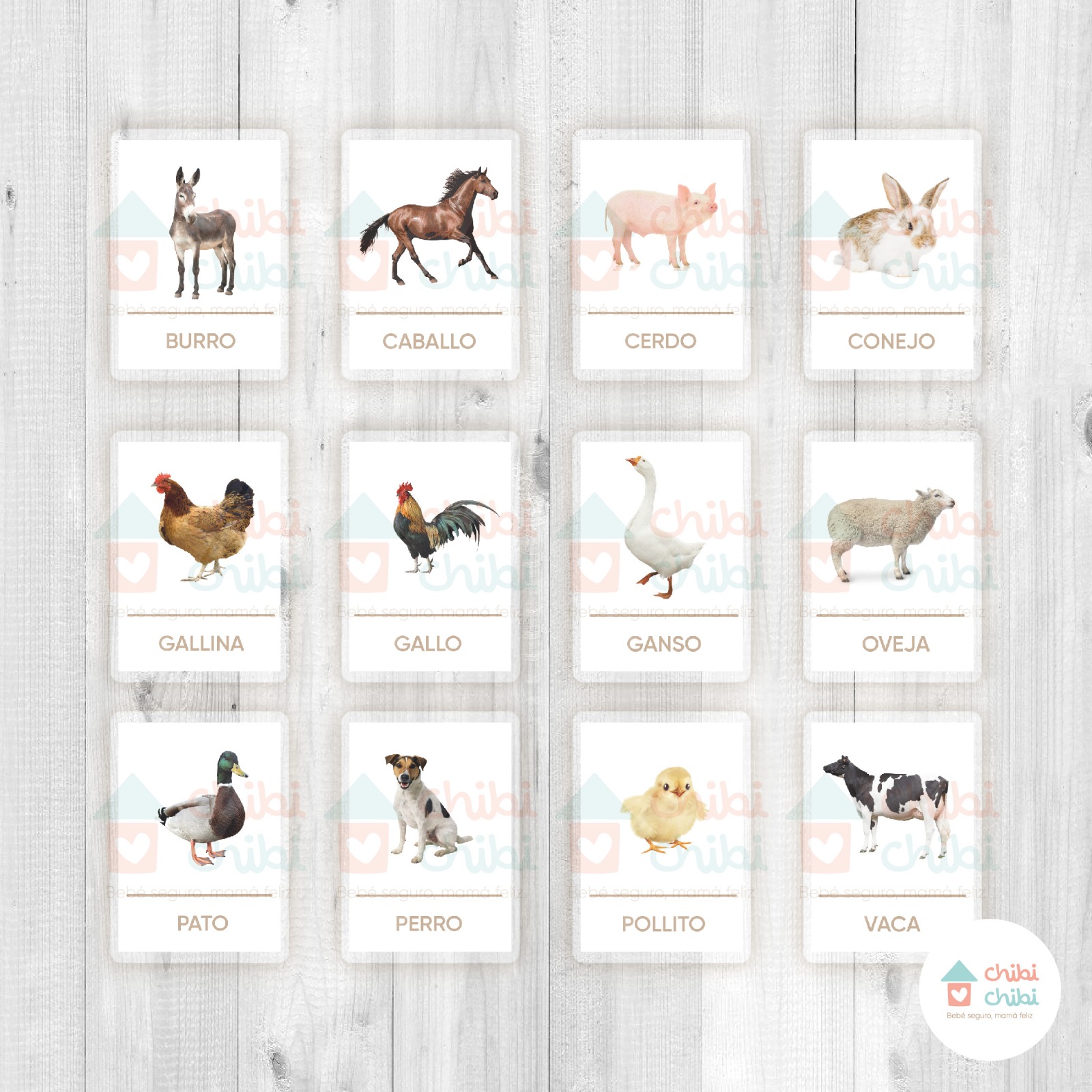 FLASHCARDS – 12 TARJETAS-ANIMALES DE GRANJA - 5