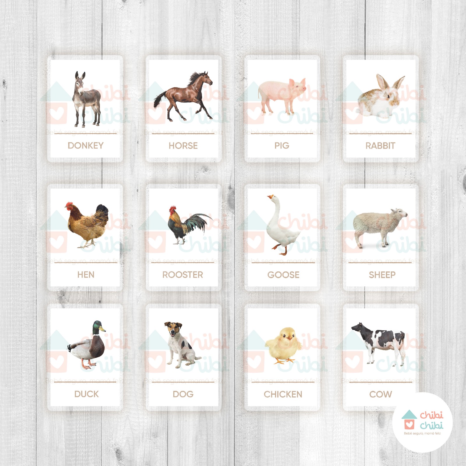 FLASHCARDS – 12 TARJETAS-ANIMALES DE GRANJA - 6