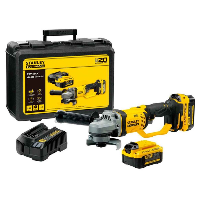 AMOLADORA ANGULAR 4 1/2' 20V FATMAX INC 2 BAT Y CARG STANLEY - SCG400M2K-B2 - 1