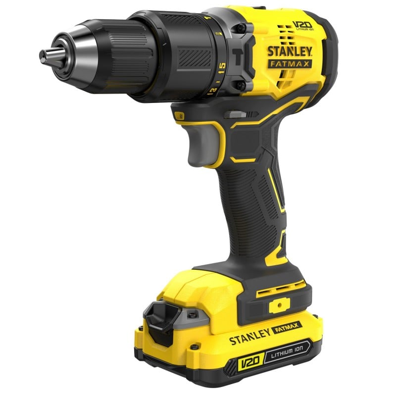 TALADRO IMPACTO 20V + TALADRO PERCUTOR 13MM FATMAX + 2 BATERÍAS 2AH + CARGADOR 2A + MALETA STANLEY - 2