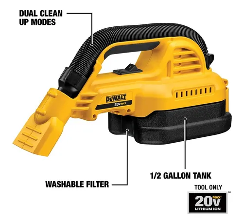 ASPIRADORA PARA SECO Y HUMEDO 20V 1.9 LITROS BARETOOL DEWALT - DCV517B - 3