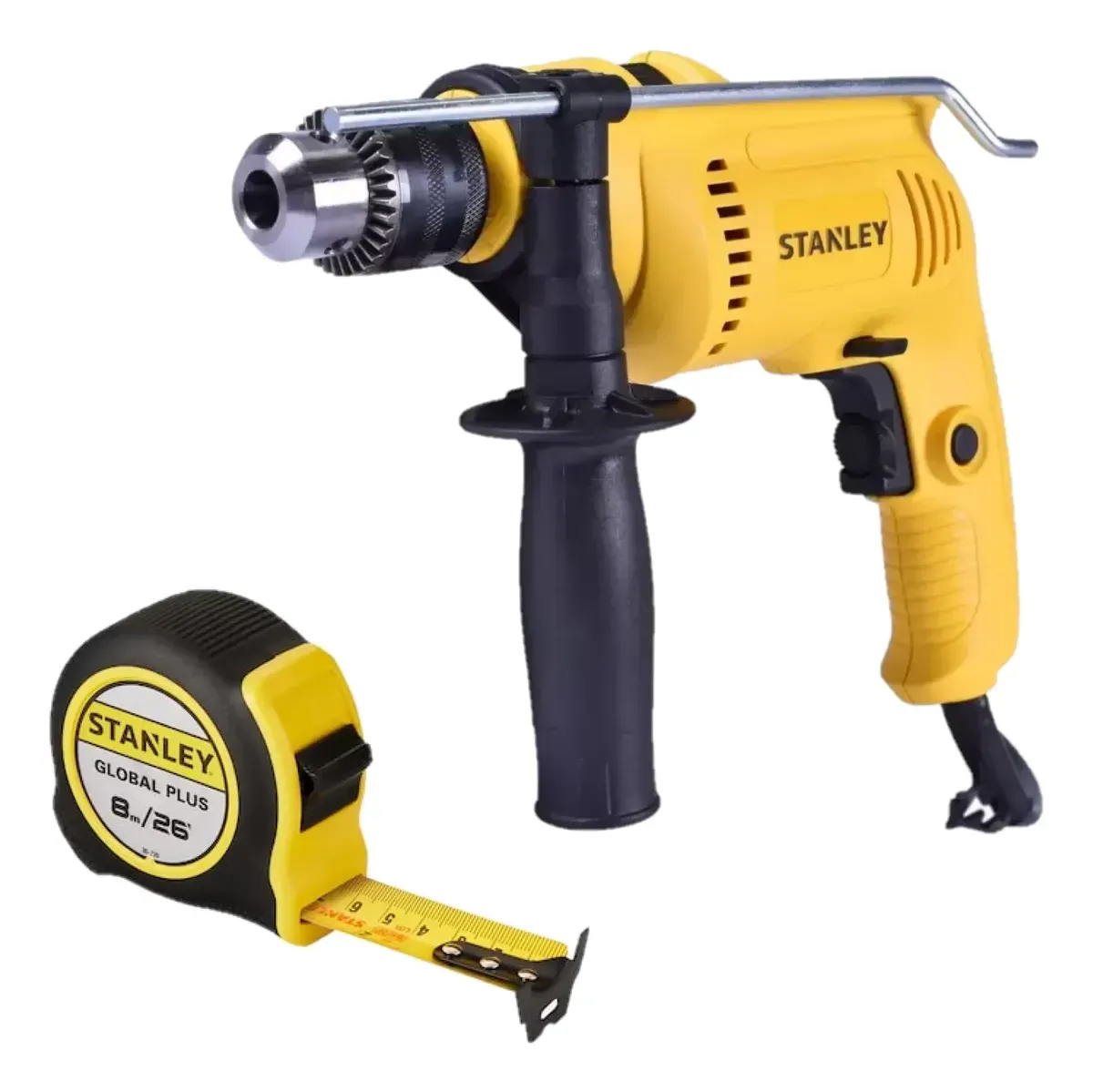 TALADRO PERCUTOR 1/2 600W + CINTA MÉTRICA GLOBAL PLUS 8M STANLEY COMBO DE HERRAMIENTAS - 1