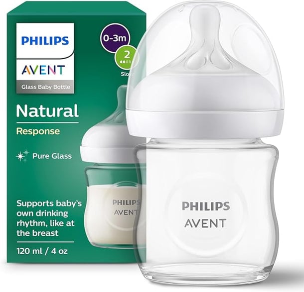 BIBERÓN NATURAL DE VIDRIO RESPONSE 3.0 4OZ/120ML FLOW 2 - 0M PHILIPS AVENT - 1