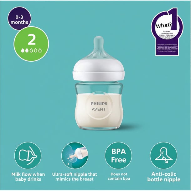 BIBERÓN NATURAL DE VIDRIO RESPONSE 3.0 4OZ/120ML FLOW 2 - 0M PHILIPS AVENT - 5