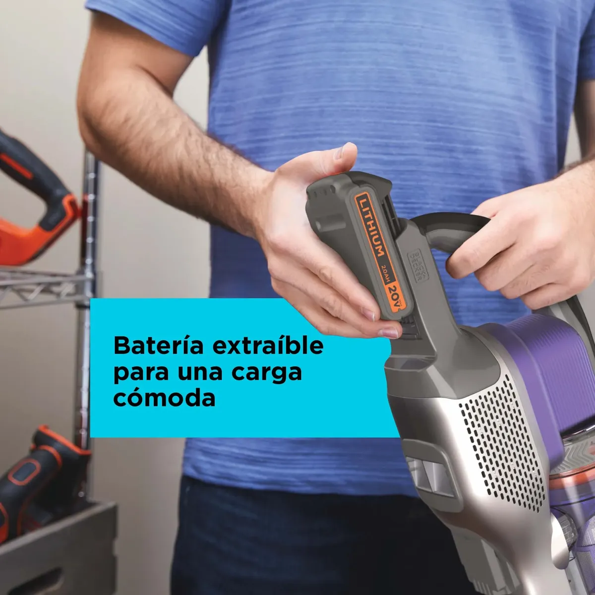 ASPIRADORA INALÁMBRICA + BATERÍA Y CARGADOR BLACK Y DECKER BSV20PET-B2C - 7