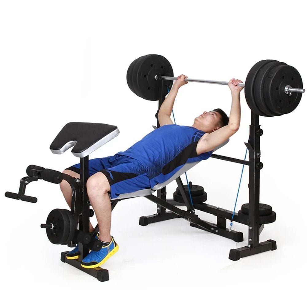 MINI GIMNASIO CON POLEA Y BANCA PARA PECHO CON PREDICADOR - 3