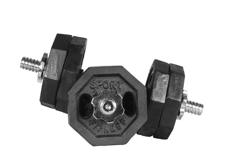 SET PESAS SPORT FITNESS 60315 16KG HEXAGONALES CON MANCUERNA - 4