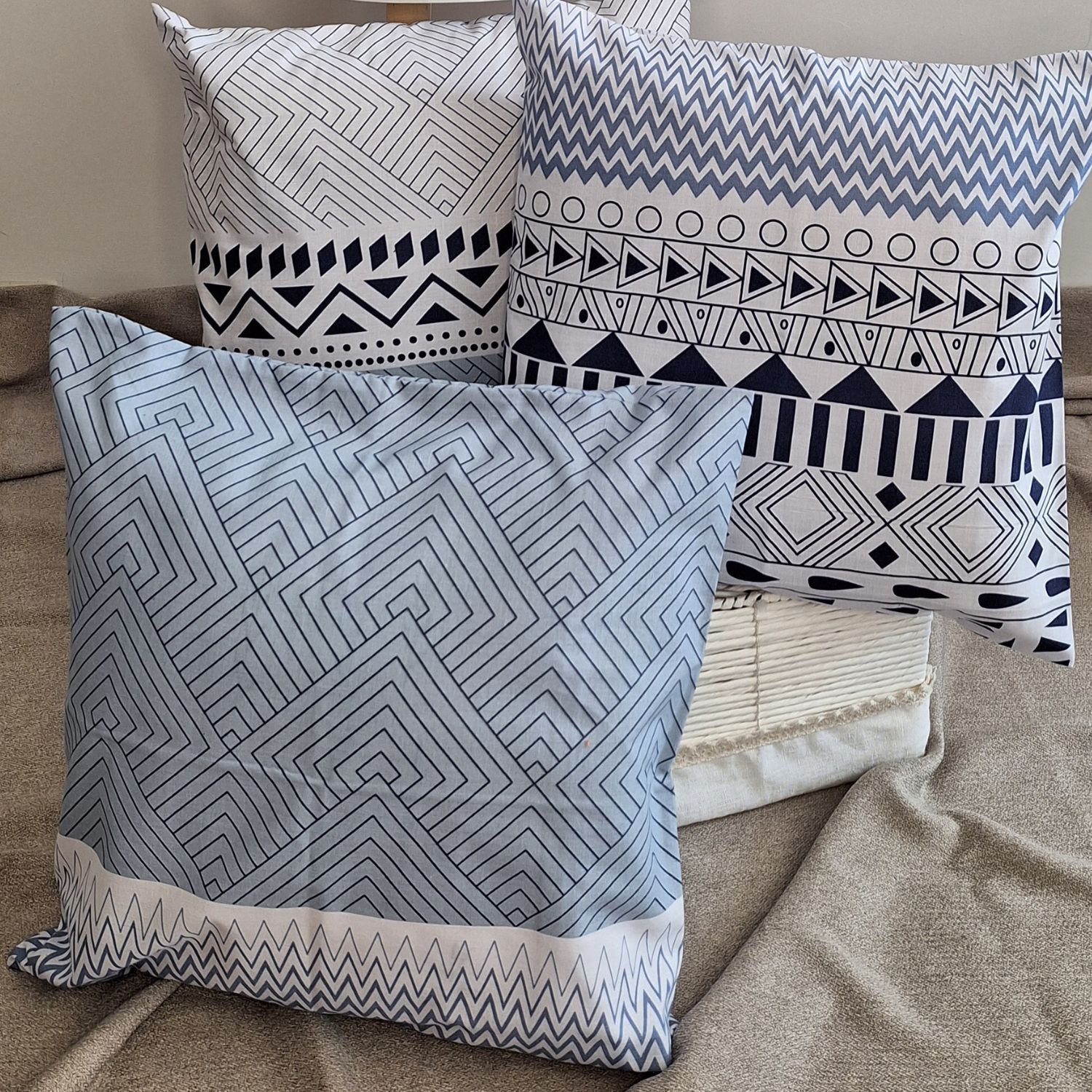Fodera Cuscino Rettangolare 90x40 Cm, Panorama Nautico Turchese E Blu Navy, Stampa Fronte Retro, Impermeabile