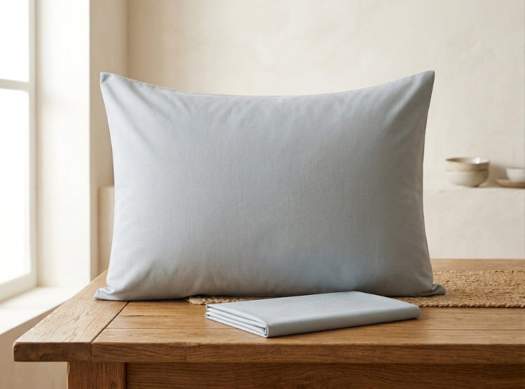 FUNDA ALMOHADA LUJO ALGODÓN 70 CM X 50 CM GRIS CLARO SET 2 UNIDADES - 1
