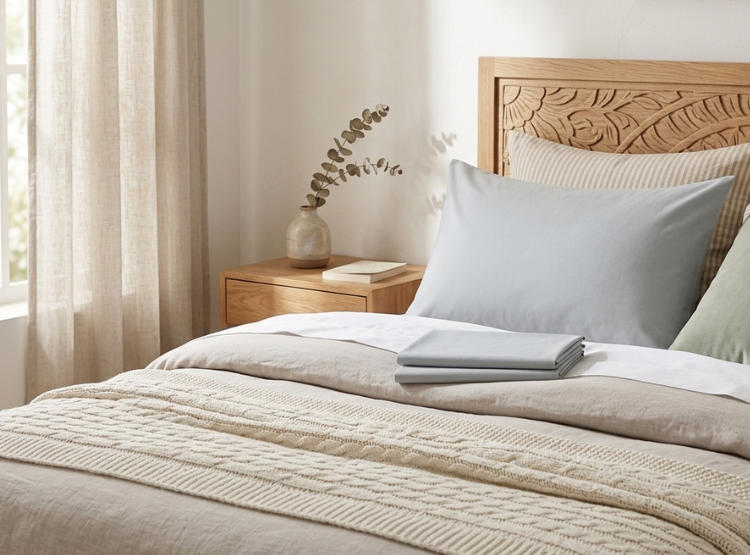 FUNDA ALMOHADA LUJO ALGODÓN 70 CM X 50 CM GRIS CLARO SET 2 UNIDADES - 4