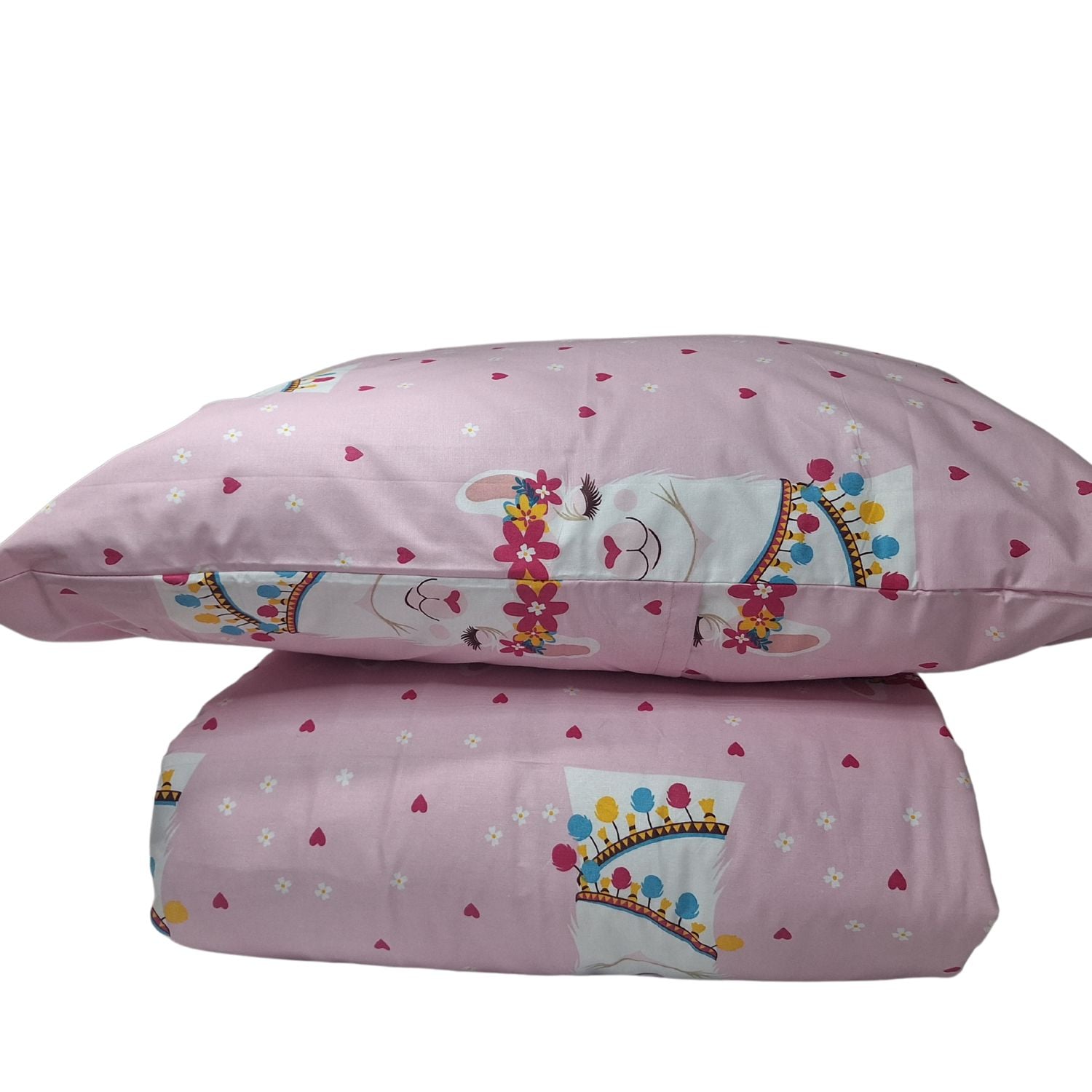 CUBREPLUMON LUJO 1.5 PLAZAS ROSADO ESTAMPADOS INFANTIL CON DISEÑO LLAMA - 4