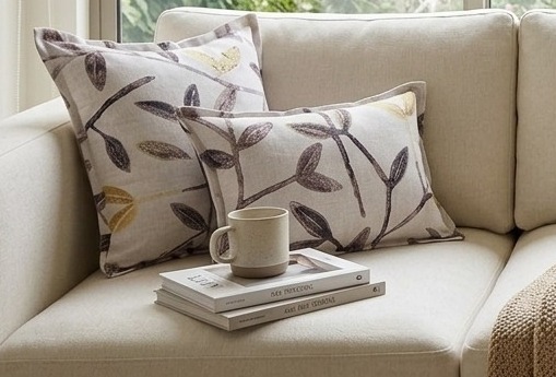 COJIN LUJO 50 CM X 50 CM GRIS CLARO ESTAMPADO ENREDADERA TERRA UNIDAD - 5