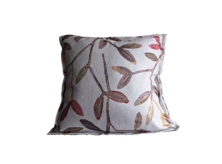 COJIN LUJO 50 CM X 50 CM GRIS CLARO ESTAMPADO FLORES MARRÓN UNIDAD - 1