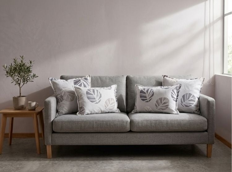 COJIN LUJO 35 CM X 50 CM GRIS CLARO ESTAMPADO HOJAS GRIS UNIDAD - 3