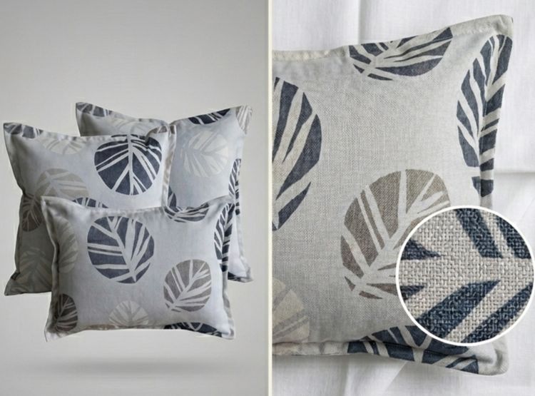 COJIN LUJO 35 CM X 50 CM GRIS CLARO ESTAMPADO HOJAS GRIS UNIDAD - 5