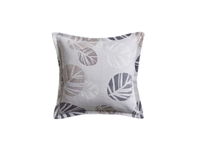 COJIN LUJO 50 CM X 50 CM GRIS CLARO ESTAMPADO HOJAS GRIS UNIDAD - 1