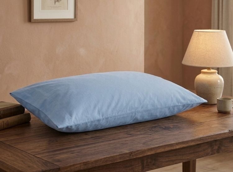 FUNDA ALMOHADA LUJO 144 HILOS 50 CM X 70 CM CELESTE CLARO UNIDAD - 4