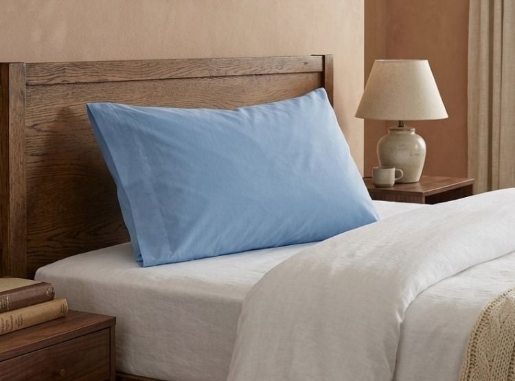 FUNDA ALMOHADA LUJO 144 HILOS 50 CM X 70 CM CELESTE CLARO UNIDAD - 5