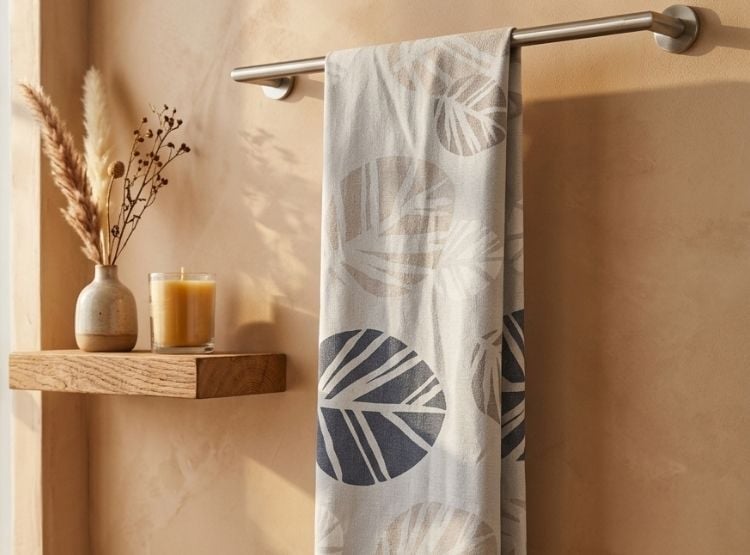 MANTEL DE MESA LUJO 130 CM X 320 CM GRIS CLARO ESTAMPADO HOJAS GRIS - 2