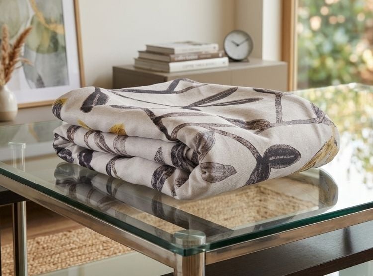 MANTEL DE MESA LUJO 130 CM X 320 CM GRIS CLARO ESTAMPADO ENREDADERA TERRA - 3