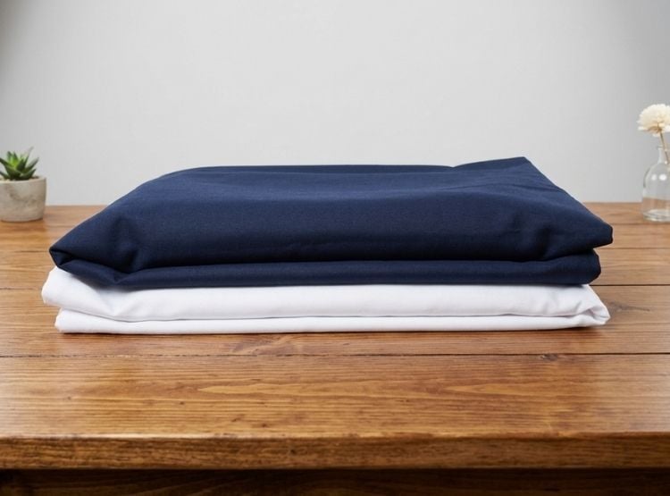 FUNDA ALMOHADA LUJO 144 HILOS 50 CM X 70 CM BLANCO Y AZUL MARINO SET X 2 UNIDADES - 4