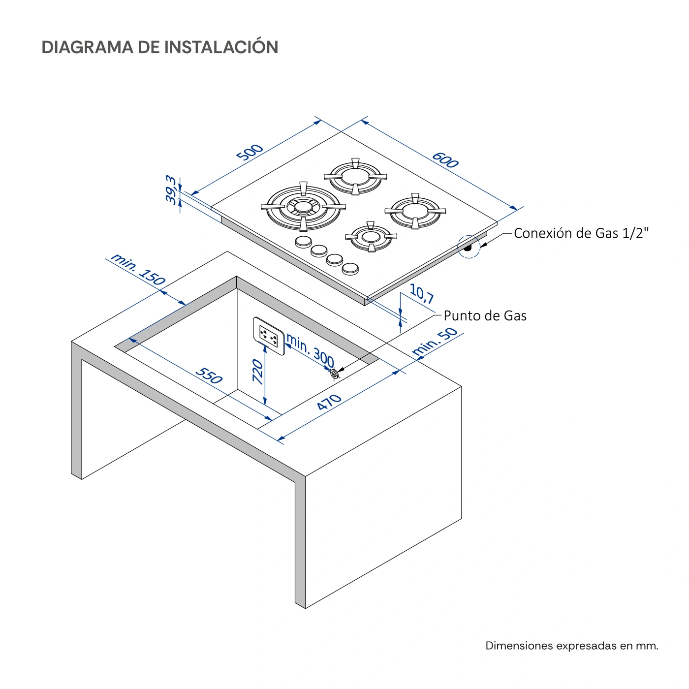 COCINA A GAS SOLE EMPOTRABLE 4 QUEMADORES SOLCO034 + HORNO CONVECTOR A GAS SOLHO007 - 4