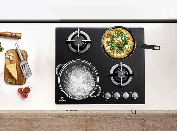 COCINA A GAS GLP INDURAMA 4 HORNILLAS EGI-604VDNEG ENCIMERA - 6