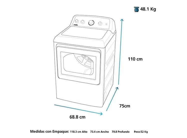 SECADORA A GAS MABE CARGA FRONTAL 22 KG SMG47N8MSBBB0 BLANCO - 6