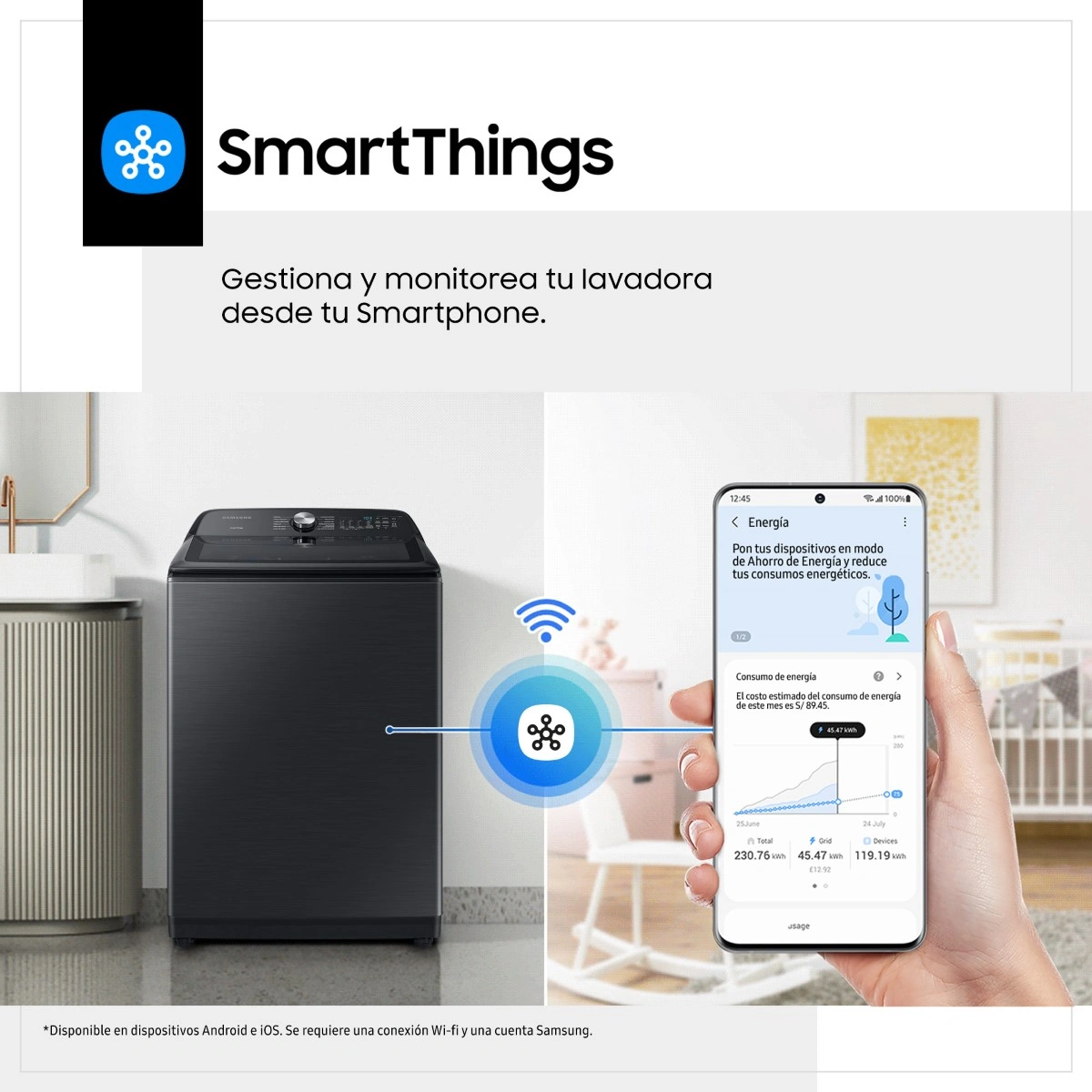 LAVADORA SAMSUNG 22 KG CARGA SUPERIOR BUBBLE SMART WA22A8377GV/PE NEGRO - 9