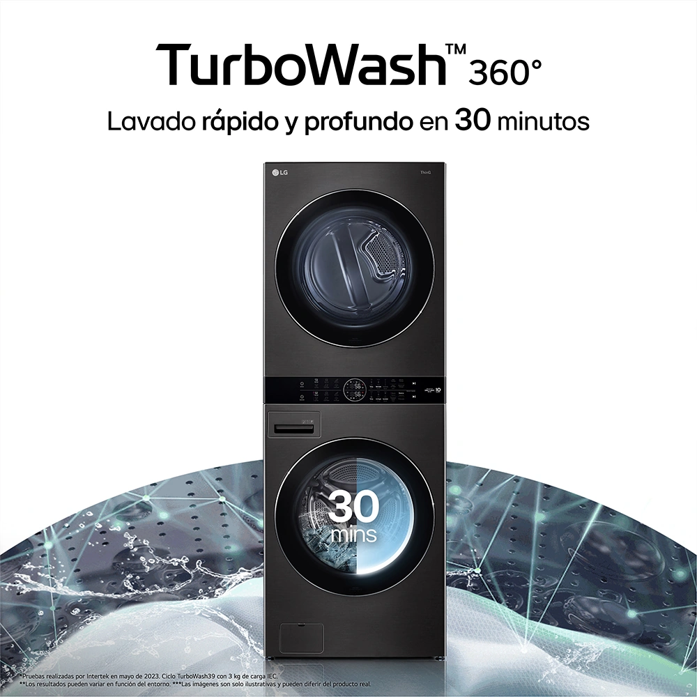 CENTRO DE LAVADO LG CARGA FRONTAL 22KG/16KG WK22BS6 AI DD NEGRO ACERO - 9