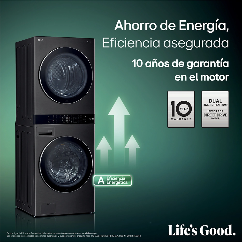 CENTRO DE LAVADO LG CARGA FRONTAL 22KG/16KG WK22BS6 AI DD NEGRO ACERO - 10