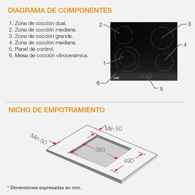 ENCIMERA VITROCERÁMICA ELÉCTRICA SOLE 4 HORNILLAS 3120SOLCO071 - 6
