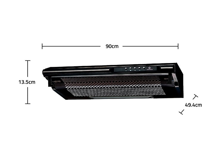 CAMPANA EXTRACTORA INDURAMA ANCHO 90CM CEI-902NE 260 W NEGRO - 6