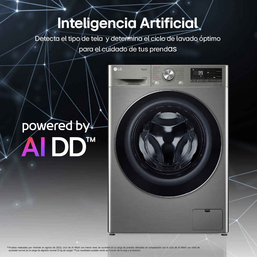 LAVASECA LG CARGA FRONTAL 11/7KG WD11PVC3S6 AI DD INTELIGENCIA ARTIFICIAL PLATEADO - 3