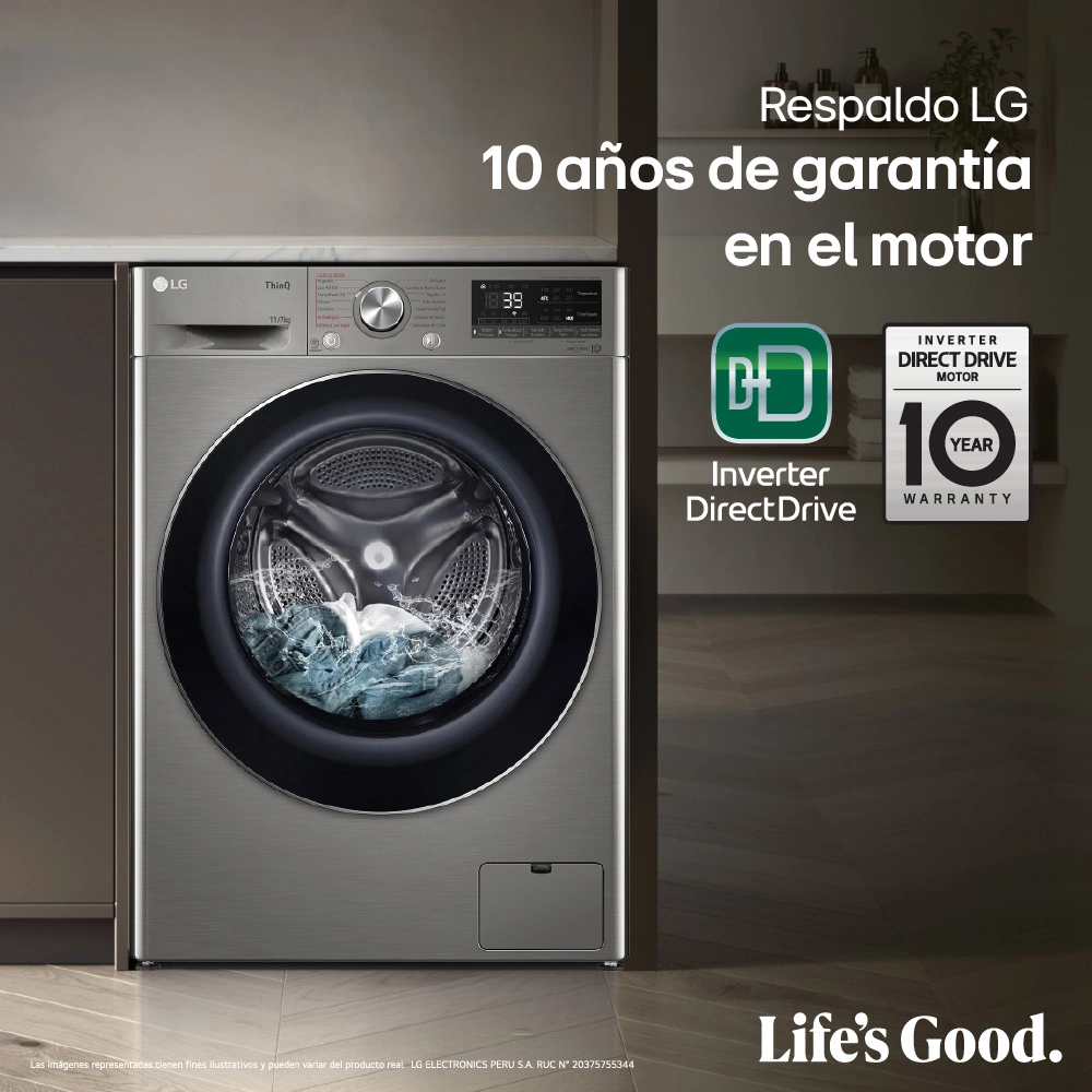 LAVASECA LG CARGA FRONTAL 11/7KG WD11PVC3S6 AI DD INTELIGENCIA ARTIFICIAL PLATEADO - 8