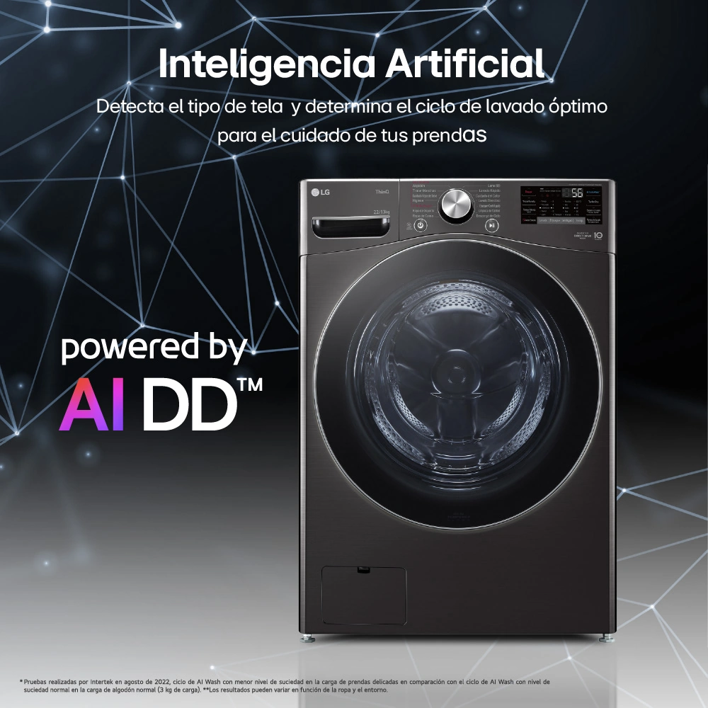 LAVASECA LG CARGA FRONTAL 22KG/13KG WD22BV2S6R AI DD INTELIGENCIA ARTIFICIAL NEGRO - 3