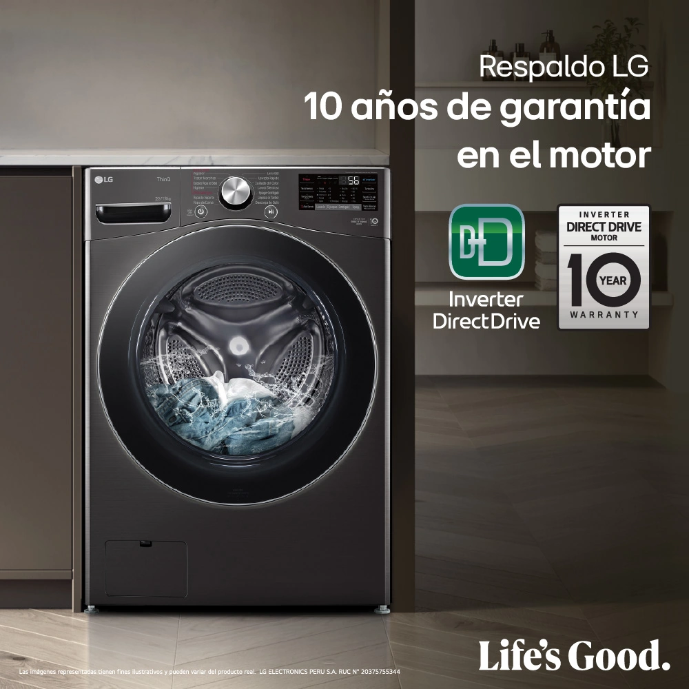 LAVASECA LG CARGA FRONTAL 22KG/13KG WD22BV2S6R AI DD INTELIGENCIA ARTIFICIAL NEGRO - 8