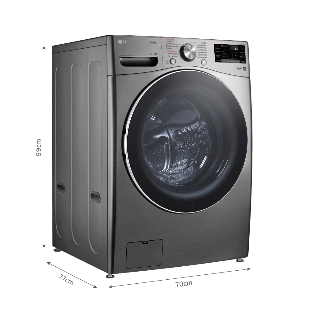 LAVASECA LG CARGA FRONTAL 22/13 KG WD22VV2S6R AI DD INTELIGENCIA ARTIFICIAL PLATEADO - 2