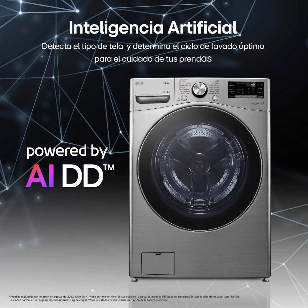 LAVASECA LG CARGA FRONTAL 22/13 KG WD22VV2S6R AI DD INTELIGENCIA ARTIFICIAL PLATEADO - 3